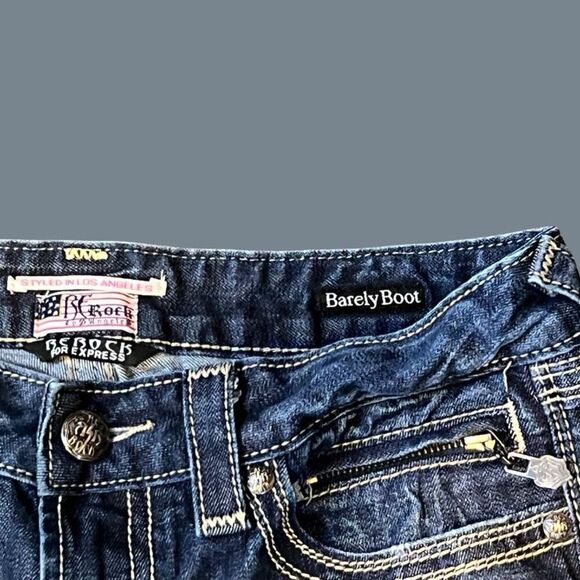 ReRock for Express Medium Wash Barely Boot Jeans Size 27x32 #154 - Picture 3 of 5